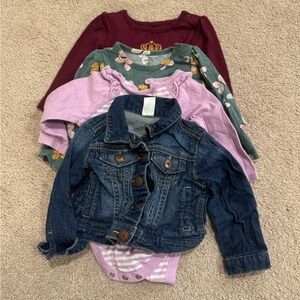 Baby Girls Long Sleeve/ Jean Jacket Lot of 4 Size 12 Months